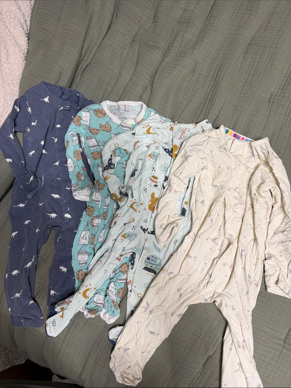 Magnetic Me Neutral Cream, Blue, Navy & Teal Baby Footie Set